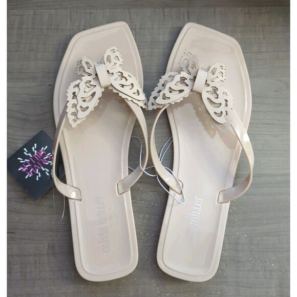 Olivia Miller Shoes - Olivia Miller Jelly Nude Butterfly Flat Pool Sandals Flip Flops Slides 7 Womens